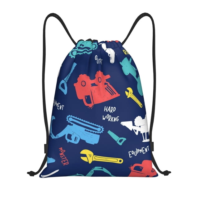 Fotbe Colorful Excavator Bolsa Mochila con Cordón Estampada, Bolsa de Gimnasio Deportiva, Bolsa Cinch, Bolsa con Cordón para Hombres y Mujeres-Small