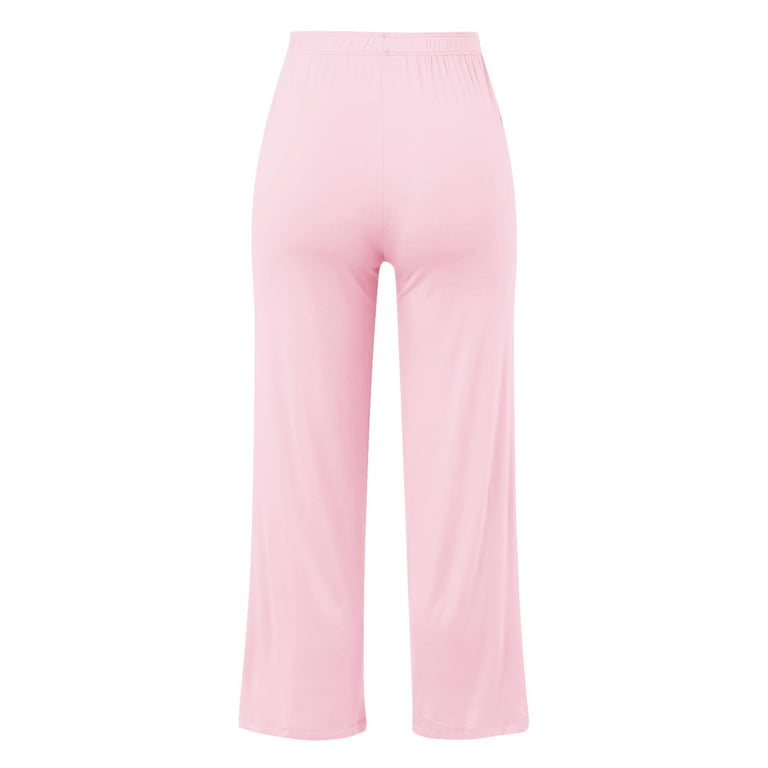 Eashery Women's Casual Linen Pants Drawstring Casual Flowy Pants Athleisure  Pant Women Pants (Print Color,Hot Pink,XL) 