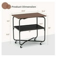 thumbnail image 4 of End Table with Metal Shelf, 2-Tier Foldable Side Table with Wheels - Living Room, Bedroom, Serving Cart, Nightstand - Easy Setup, Lockable Casters Brown, 4 of 9