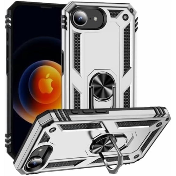 MYKOMI Back Case Cover Compatible with iPhone 16E Case, Military Grade Drop Protection Cover 360 Shockproof Heavy Duty Hard Bumper Rugged Mobile Phone Cases with Kickstand Compatible with iPhone 16E