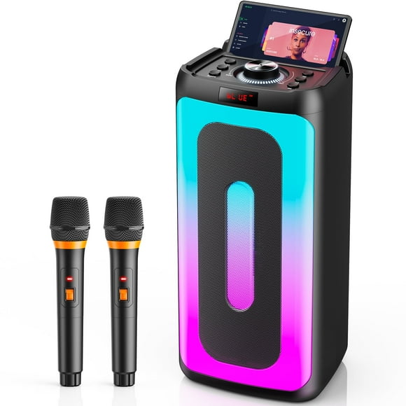 Bocina JYX, Altavoz Bluetooth Portátil con Micrófono, Bocina Bluetooth con Luces RGB de Colores, Compatible con USB, Tarjeta TF, Entrada Auxiliar, T25-T