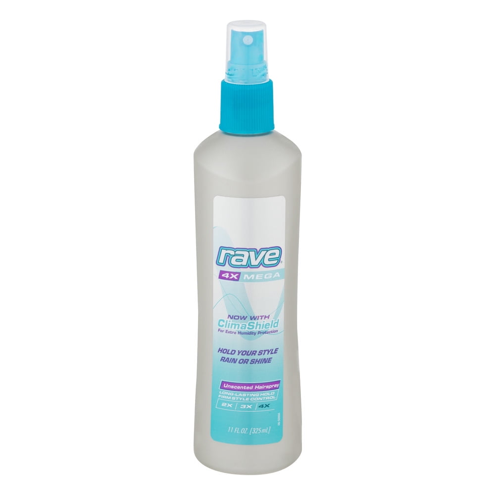 Rave 4X Mega Unscented Hairspray With ClimaShield, 11.0 FL OZ