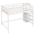 thumbnail image 4 of Euroco Wood Full Size Loft Bed with Storage Shelves and Wardrobe, White, 4 of 15