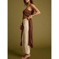 thumbnail image 3 of Brown Front Split Long Cover-Up Dress With Spaghetti Straps And V-Neck Flowy Cami Top, 3 of 7