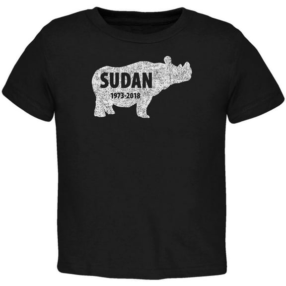 Sudan Last Male White Rhino Silhouette Toddler T Shirt Black 3T