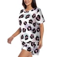 thumbnail image 3 of Womens Pajama Sets With Pocket, retro print leopard Lounge Sets Short Sleeve Sleepwear PJ Sets for Women, 3 of 6