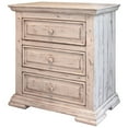 thumbnail image 2 of Abi 32 Inch Nightstand with 3 Drawers, Distressed Solid Pine Wood, White, 2 of 5