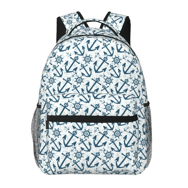 Fotbe Nautical Theme Anchors Mochila Casual con Estampado para Escuela, Viajes y Actividades al Aire Libre - Duradera, Ligera y Cómoda