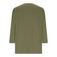 thumbnail image 2 of Rollbacks & More GaThRRgYP Womens Workout Tops Long Sleeve Tee Shirts,Women's Summer Solid Color Quarter Sleeve Temperament V-neck Pullover Top Army Green M, 2 of 6