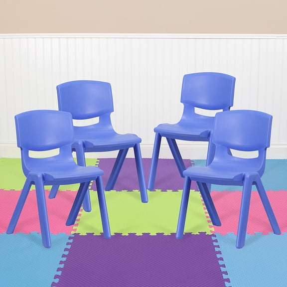 4 Pack Blue Plastic Stackable School Chair with 15.5'' Seat Height [4-YU-YCX-005-BLUE-GG]