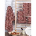 thumbnail image 2 of Red Boho Kitchen Dish Towels for Drying Dishes Set of 4, Vintage Ethnic Tribe Abstract Art Floral Waffle Weave Microfiber Hand Tea Bathroom Towels Quick Dry & Absorbent Towel 15.7x23.6, 2 of 7