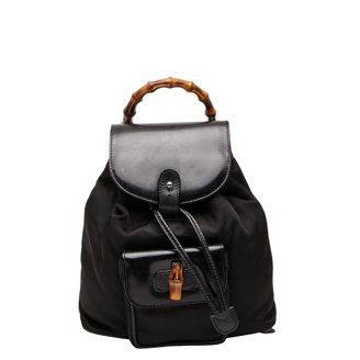 Pre-Owned Gucci Bamboo Backpack 003 2058 0016 Black Sweat  display picture 1