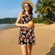 thumbnail image 3 of Fotbe Brown Football On Black Vestido de Verano sin Mangas para Mujer – Vestido Midi Línea A, Estilo Camiseta Floral, Vestido Playero Casual y Fluido, 3 of 7