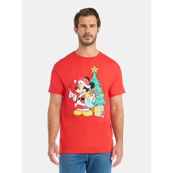 Christmas Mickey Mouse Men’s and Big Men's Graphic Tee, Sizes S-3XL