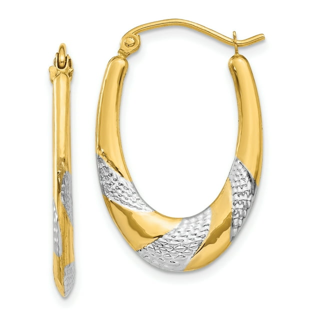 14k Yellow Gold Oval Hoop Earrings