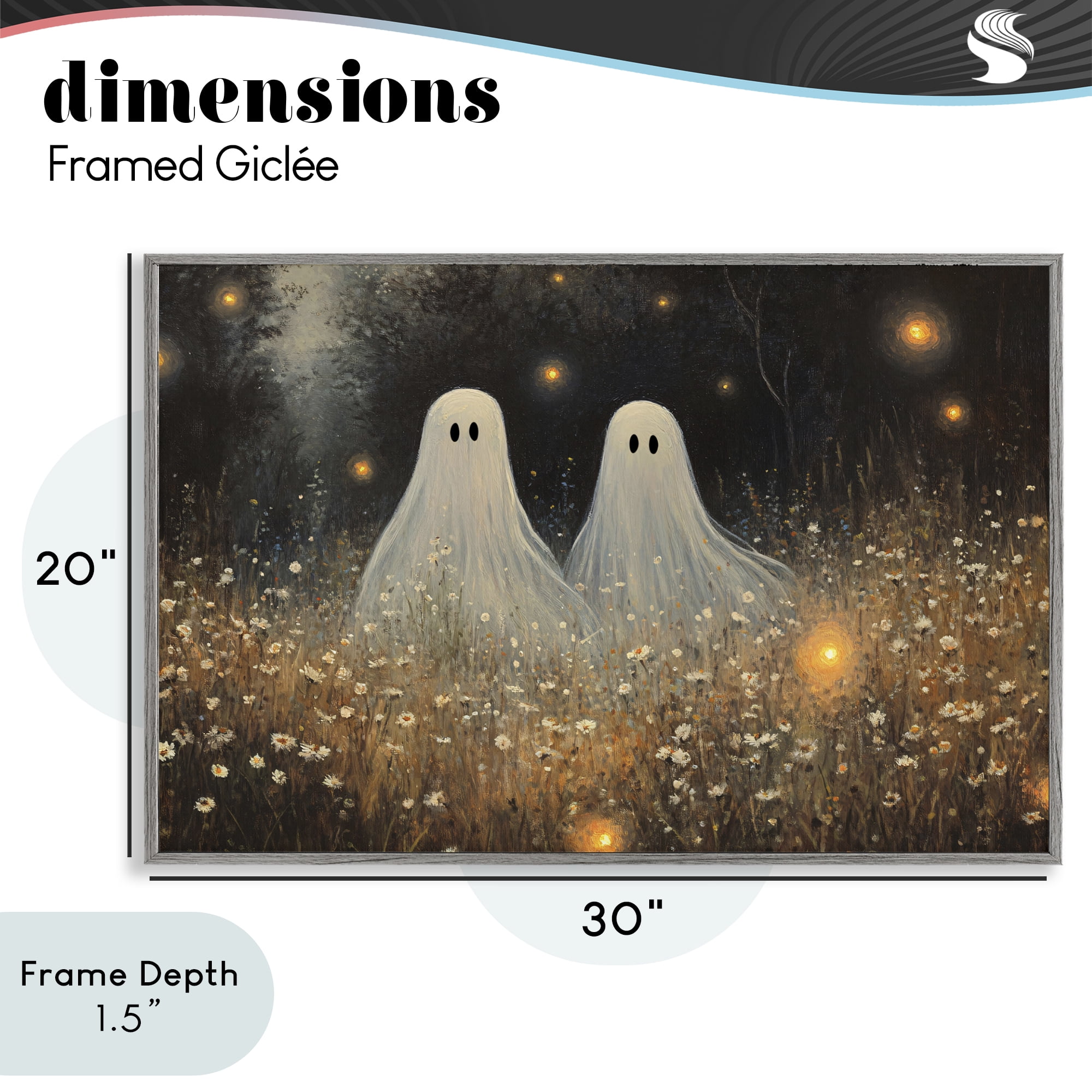 Stupell Industries Ethereal Ghost Twins Gray Framed Giclee Art, design by Jacky Ngan