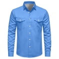 thumbnail image 4 of ZUBKTE Men's Work Shirts Solid-Color Long-Sleeve Button-Down western Shirts with Pockets S-3XL, 4 of 7