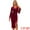 Dark Red, variant on Wrap Ruched Split Cocktail Velvet Dress L Dark Red