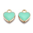 thumbnail image 3 of 100pcs Alloy Enamel Charms Heart Light golden Aquamarine 12x10x2mm Hole: 2mm, 3 of 3