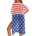thumbnail image 5 of Xoenoiee American Flag Print Beach Cover Up for Women Short Sleeve Kimono Cardigans Summer Bathing Suit Lightweight Swimsuit Coverup for Poolside Seaside Party, 5 of 7
