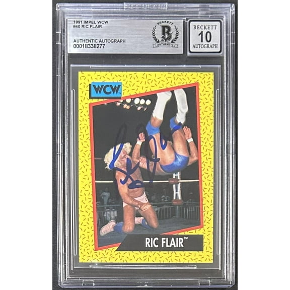 Ric Flair Signed 1991 Impel WCW Card #40 Beckett Auto 10 18338277