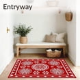 thumbnail image 3 of ODIKA 4'x6' Machine Washable Non-Slip Area Rug, Nordic Yule Interlocking Snowflake Medallion Holiday High Traffic Rug, Red, 611466, 3 of 7