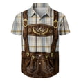 thumbnail image 2 of Men's Bavarian Oktoberfest Lederhosen Print Shirt, Casual Plaid Button Down Shirts, 2 of 4