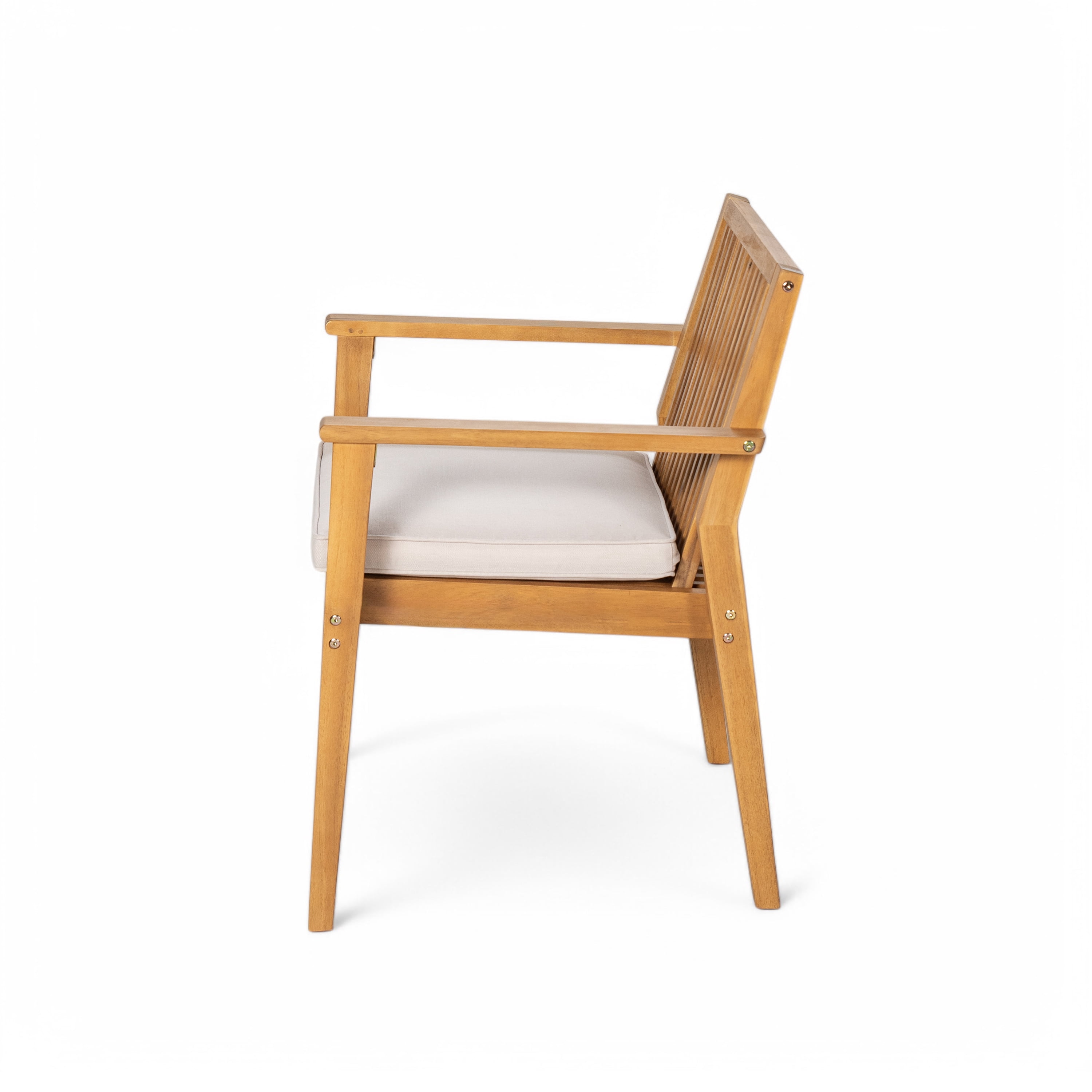 Euroco 2-Piece Outdoor Dining Chair Set with Waterproof Cushions, Acacia Wood Armchairs for Patio, Garden, or Balcony