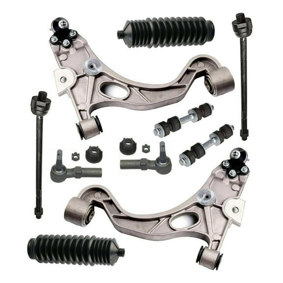 10 Pc Complete Suspension Kit Lower Control Arm with Ball Joints Sway Bars Tie Rod Ends Bellow Boots Fits select: 2000-2005 BUICK LESABRE, 2004 CADILLAC PROFESSIONAL CHASSIS