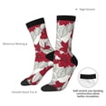 thumbnail image 4 of Daiia Leaves And Anemone Flowers In Red Grey Print Crew Socks – Soft Breathable Long Socks for Men & Women, Moisture-Wicking & Comfortable Daily Wear Socks, One-Size Fits Most (US 5-11), 4 of 6