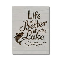 Life Is Better at the Lake Fish Fishing Stencil Template Reusable 8.5 x 11 for Painting on Walls, Wood, Etc. By Stencilville