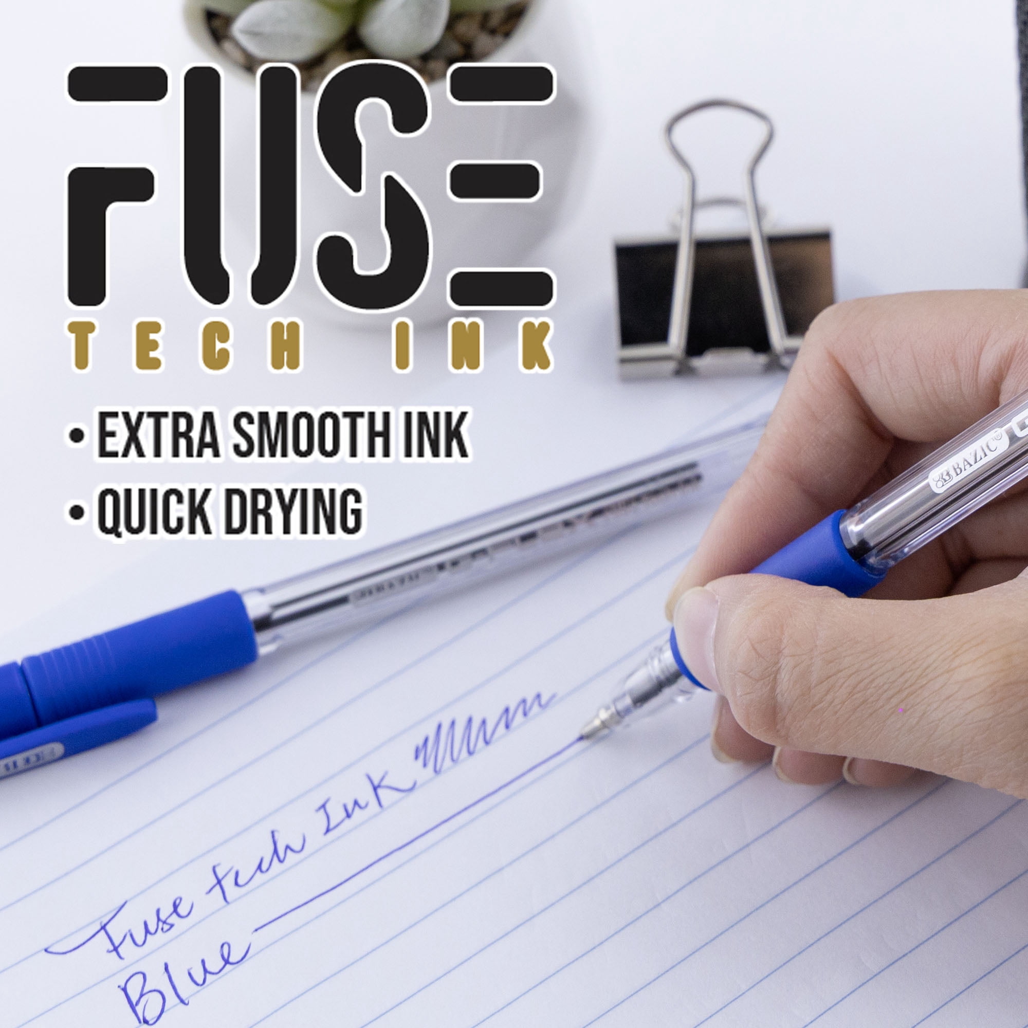 BAZIC G-Flex Blue Fuse Tech Ink Pen, 0.7 mm Medium Point, (4/Pack), 24-Pack