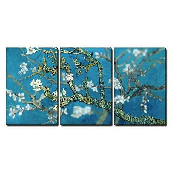 wall26 Canvas Print Wall Art Set Almond Blossoms by Vincent Van Gogh Floral Flower Illustrations Fine Art Rustic Closeup Colorful Multicolor for Living Room, Bedroom, Office - 24"x36"x3 Pan