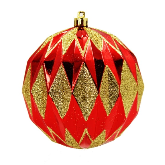 12 Pack Red and Gold Assorted Ball Ornaments