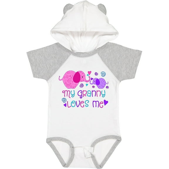Inktastic My Granny Loves Me Cute Elephants Boys or Girls Baby Bodysuit