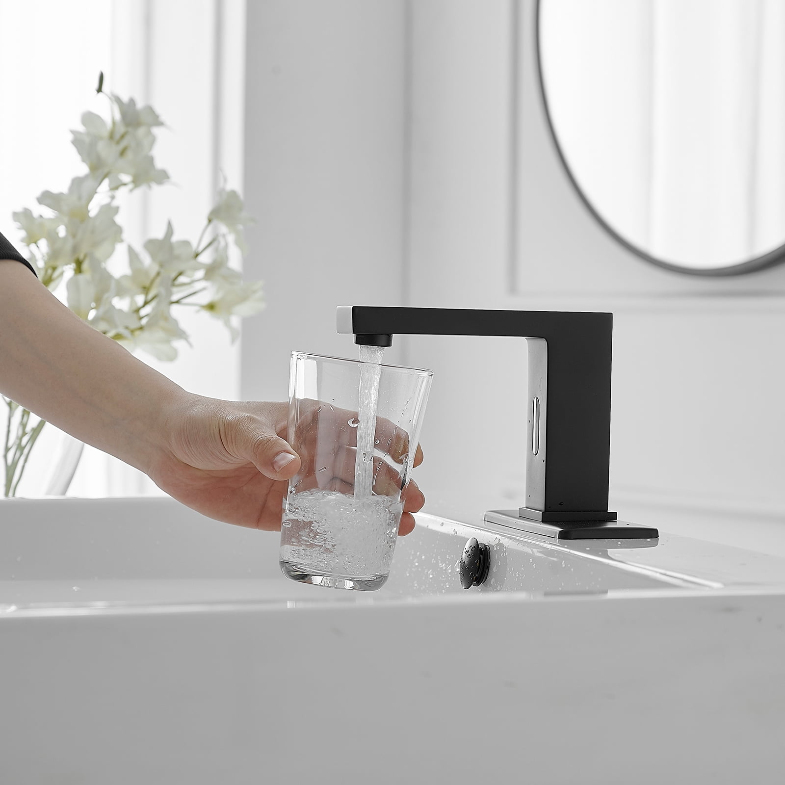 Restroom Faucet Touchless Bathroom Faucet With Motion Sensor - Automatic Hands-Free Chrome Basin Mixer Tap With Deck Plate Smart Faucet Bathroom - View #4