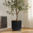 thumbnail image 4 of LuxenHome 17.3-Inch Round Black Stripes MgO Planter, 4 of 6
