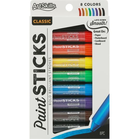 Artskills® Paint Sticks, 0.14 Oz, Assorted Colors, Pack Of 8