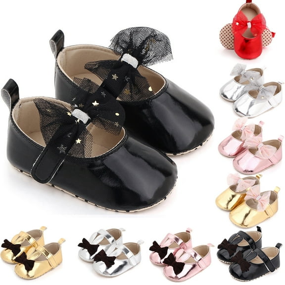Lovebay Baby Girl Infants Star Lace PU Leather Princess Shoes Wedding Soft Sole Crib Shoes