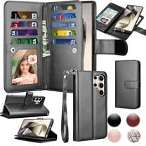 For Samsung S24 Ultra 2024 Case, Samsung Galaxy S24 Ultra 5G Wallet Case, Tiflook PU Leather Card Holder Flip Cover [Detachable Magnetic] Black