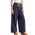 thumbnail image 5 of HAPIMO Girls Kids Drawstring Waist Wide Leg Pants Elastic Waist Lightweight Trousers with Pockets for Summer Black 4 Years, 5 of 8