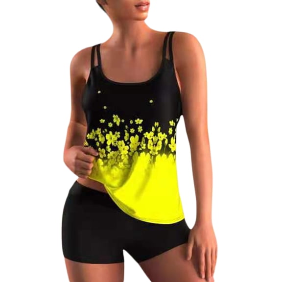 Hhchenyulemon Plus Size Swimsuits for Women Two Piece Tankini Top Boyshort Bathing Suits Tummy Control Swimwear