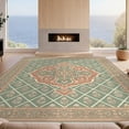 thumbnail image 2 of Design&I 8'x10' Washable Area Rug Snag-Free Retro Circle Round Botanical Scroll Border Circular Vintage Grid Playful for Dining Room, Large Office, Lounge, 2 of 7