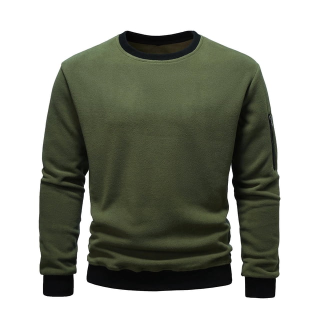 Blusas y camisas de manga larga con cuello redondo para hombre, estilo casual, de moda, color liso, con cuello alto, sudadera de manga larga, blusa de poliéster para hombre