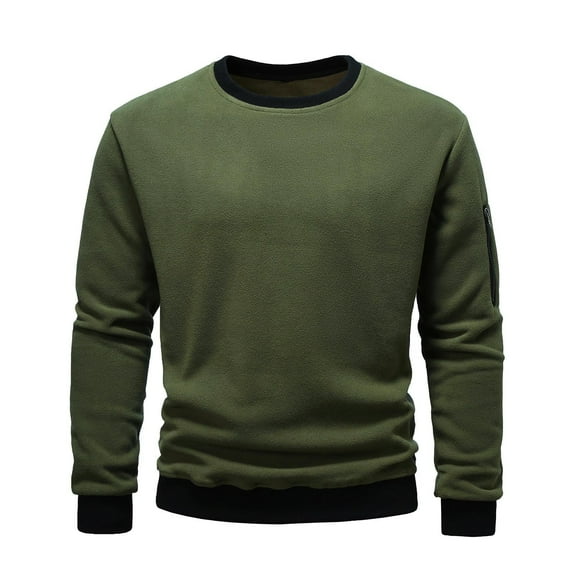Qingpeng Men's Crewneck Sweatshirt Long Sleeve Casual Warm Fleece Pullover Top