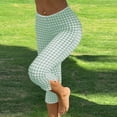 thumbnail image 6 of CHEEREAM Womens Capri Leggings Plaid Print Elastic Waisted Cropped Pants Skinny Split Hem Bottom, 6 of 7