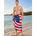 thumbnail image 3 of HAPPY BAY Men's Patriotic 4th of July American USA Flag Swimwear Summer Sarong Swim Trunk Long Pareo Beach Wrap for Men One Size Crimson, Stars and Stripes For Dad, 3 of 6