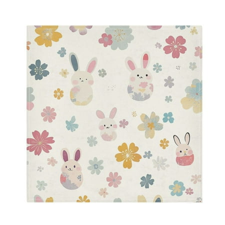 

WOBOGO Cute Rabbit Pattern Cloth Napkins 4 Pieces Soft Elegant Touch Durable Absorbent Quick Drying for Elegant Dining