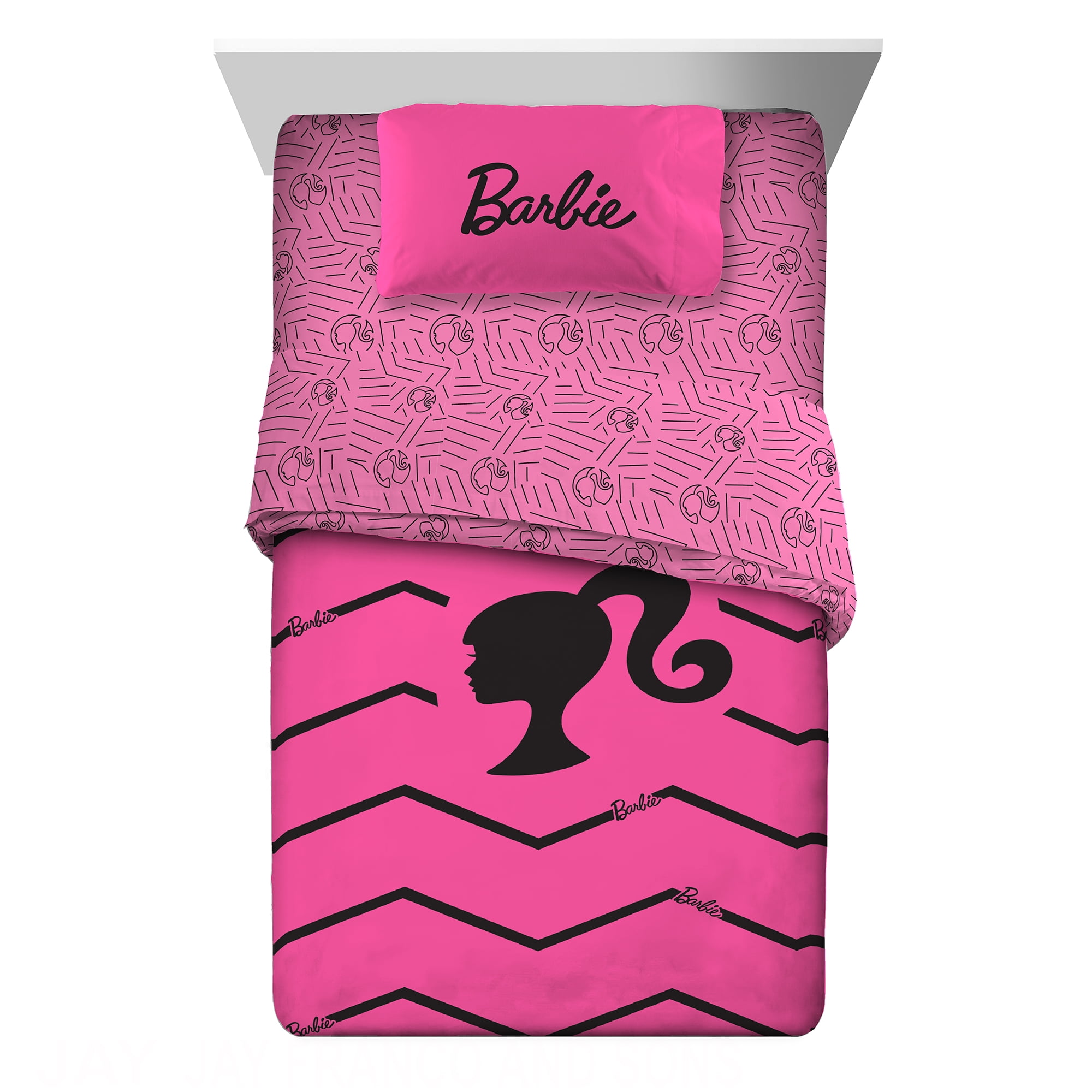 Barbie Chevron Kids Twin Bed-in-a-Bag, Comforter and Sheets, Mattel - Walmart.com