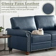 thumbnail image 6 of 5-Seat Modular Sectional Sofa with Storage Boxes, Faux Leather Mid Century Modern Couches, Comfy Cloud Couch with Nails Decoration and Wood Legs for Living Room, Navy Blue, 6 of 8
